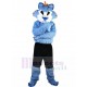 Blue Wolf Mascot Costume Animal with Sharp Teeth