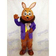 lapin de Pâques M. Brown avec smoking violet Costume de mascotte