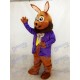 Easter Mr. Brown Bunny with Purple Tuxedo Mascot Costume