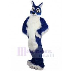 Long Fur Blue and White Wolf Mascot Costume Animal