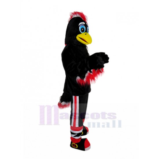 Aigle Noir Costume de mascotte avec fourrure rouge Animal