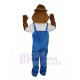 Décent Taupe Costume de mascotte en salopette bleue Animal