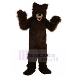 Unruly Brown Bear Mascot Costume with Long Hair Animal