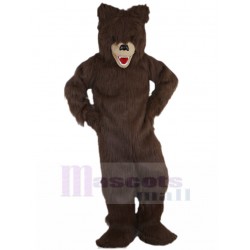 Unruly Brown Bear Mascot Costume with Long Hair Animal