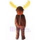 Reno de Navidad marrón Disfraz de mascota con cuerno amarillo Animal