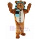 Brown Violent Bear Mascot Costume with Blue Scarf Cartoon