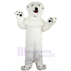 Naive Polar Bear Mascot Costume with Long Fur Animal