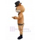 Brown Gentleman Cat Mascot Costume in Hat Animal