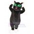 Genervt Schwarze Katze Maskottchen Kostüm mit grünen Augen Tier