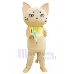 Diligent School Cat Mascot Costume with Pencil Animal