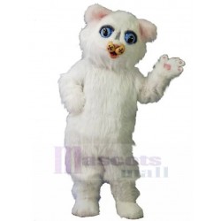 Shaggy Snow Ball Kitten Cat Mascot Costume Animal