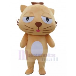 Zurückhaltend Gelbe Katze Maskottchen Kostüm mit braunem Bart Tier