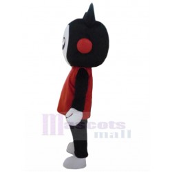 Black and White Cat Mascot Costume with Red Shirt Animal