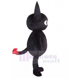 Black Cat Mascot Costume with Red Bow Tie Animal