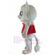 Beige Cat Mascot Costume in Red Animal