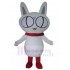 Gros yeux Chat blanc Costume de mascotte avec foulard rouge Animal