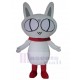 Ojos grandes Gato blanco Traje de la mascota con bufanda roja Animal