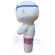 blanche Nageur Chat Costume de mascotte en maillot de bain bleu Animal
