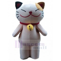 Dreifarbig Glückliche Katze Maskottchen Kostüm mit Bell Tier