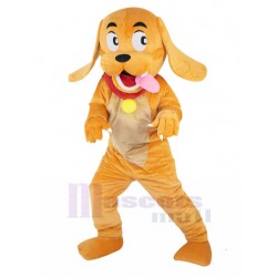 Amusing Orange Dog Mascot Costume with Yellow Bell Animal