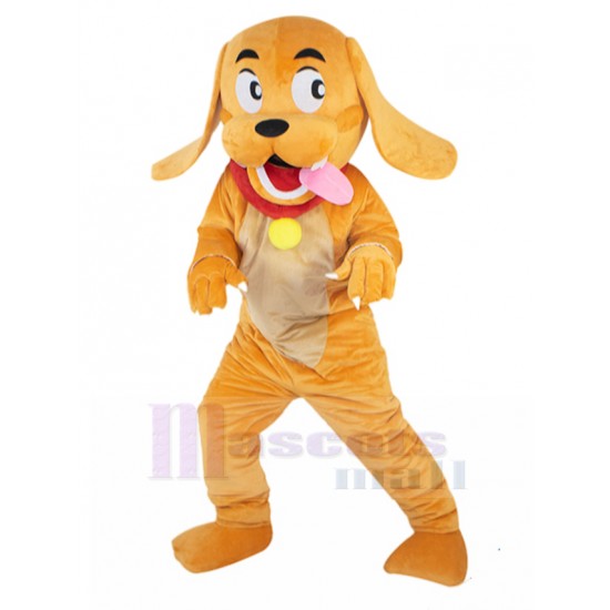 Amusant Chien Orange Costume de mascotte avec cloche jaune Animal