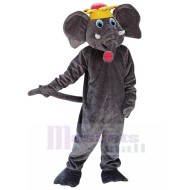 Éléphant gris Costume de mascotte avec couronne Animal