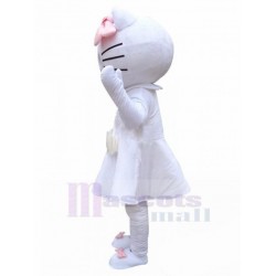 Cheap Hello Kitty Mascot Costume in White Dress Cartoon