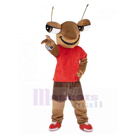 Ameise Emmet Maskottchen Kostüm mit rotem T-Shirt Tier