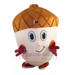 Smiling Flesh-colored and Brown Acorn Mascot Costumes Plant