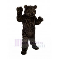 Long Hair Dark Brown Bear Mascot Costume Animal