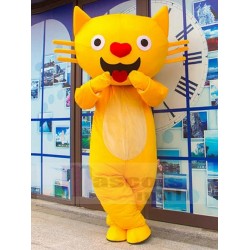 Gelbe Katze Maskottchen Kostüm mit Liebesnase Tier