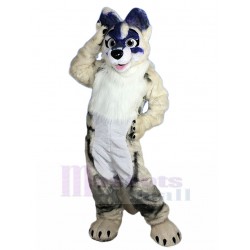 Well-made Beige Husky Dog Mascot Costume with Black Fur Animal