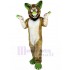  White Eyes Brown Wolf Dog Mascot Costume with Green Ears Fursuit