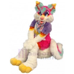 Luxuriant Colorful Wolf Fursuit Mascot Costume Animal