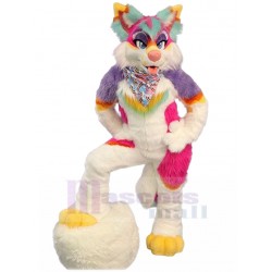 Luxuriant Colorful Wolf Fursuit Mascot Costume Animal