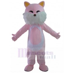 Blumig Pinke Katze Maskottchen Kostüm mit weißem Fell Tier