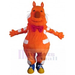 Delighted Orange Cat Mascot Costume with Bow Tie Animal