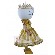 Hallo Kitty Maskottchen Kostüm im goldenen Prinzessinnenkleid Tier