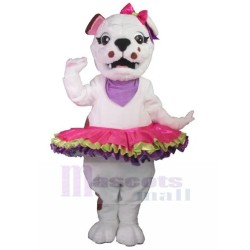 Elegant Weiße britische Bulldogge Maskottchen Kostüm mit Ballettkleid Tier