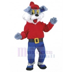  Lovely Grey Dog Mascot Costume in Blue Pants Animal