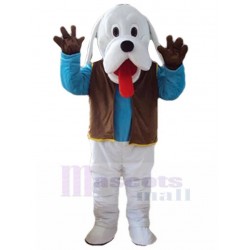 White Great Dane Mascot Costume in Brown West Animal