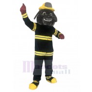 Puissant Le noir Feu Bouledogue Costume de mascotte Animal