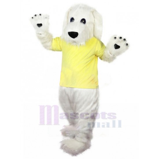 Aimable Chien Terrier Blanc Costume de mascotte avec fourrure longue Animal
