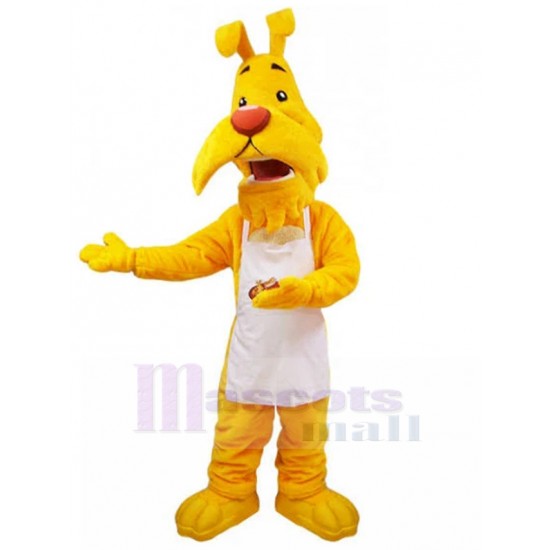 Aimable Chien jaune Garçon Costume de mascotte avec tablier blanc Animal