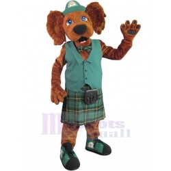 Braun Irish Setter Hund Maskottchen Kostüm in grüner Arbeitsuniform Tier