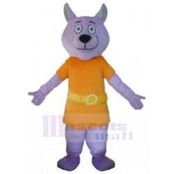 Purple Wolf Mascot Costume with Yellow Belt Animal