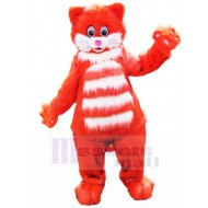 Behaart Orangene Katze Maskottchen Kostüm mit weißen Streifen Tier