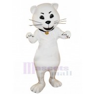 Playful White Cat Mascot Costume Animal