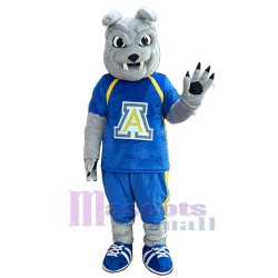 Bulldog Dog in Blue Sports Shirt Mascot Costume Animal