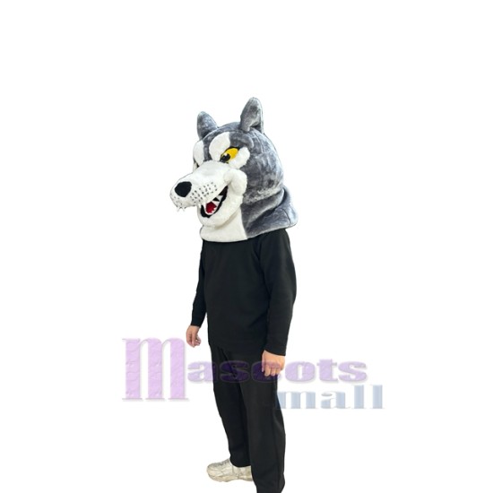 Gray Wolf Mascot Costume Animal Head Only